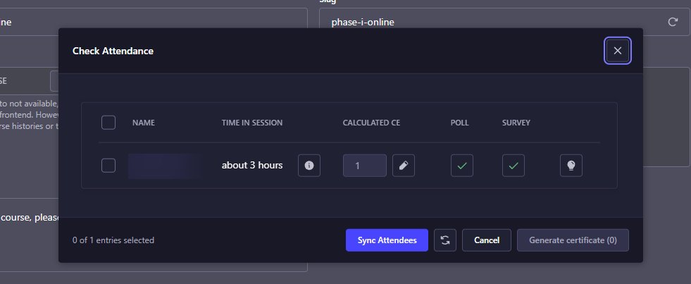 GoToWebinar Attendance Dialog